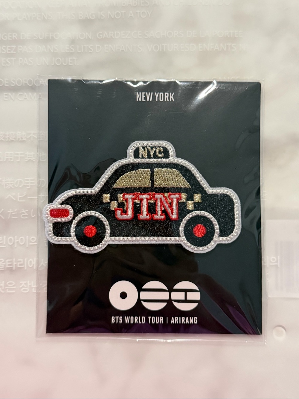 BTS JIN Arirang New York City-NYC Pop Up Patch brand new